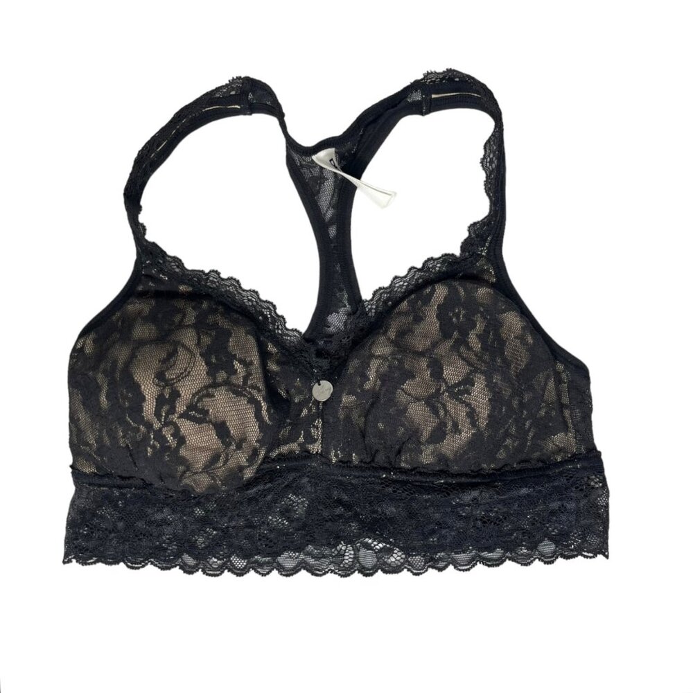 DKNY Bralette Womens Small‎ Black Lace Overlay Racer Back